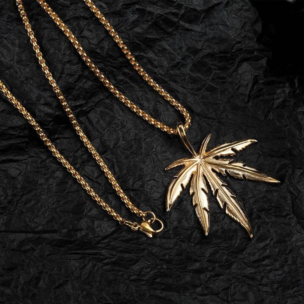 Hip-hop Street Maple Leaf Necklace for Men, BL55590048 - Picture 3 of 4